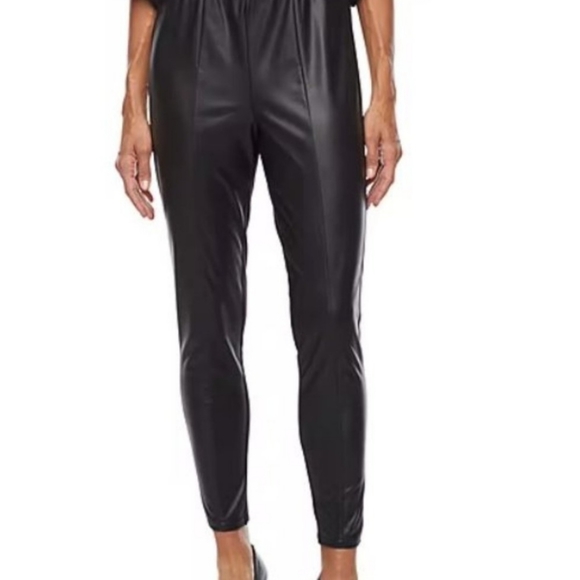 Worthington Pants - Worthington Black Faux Leather Front Leggings Size XL EUC